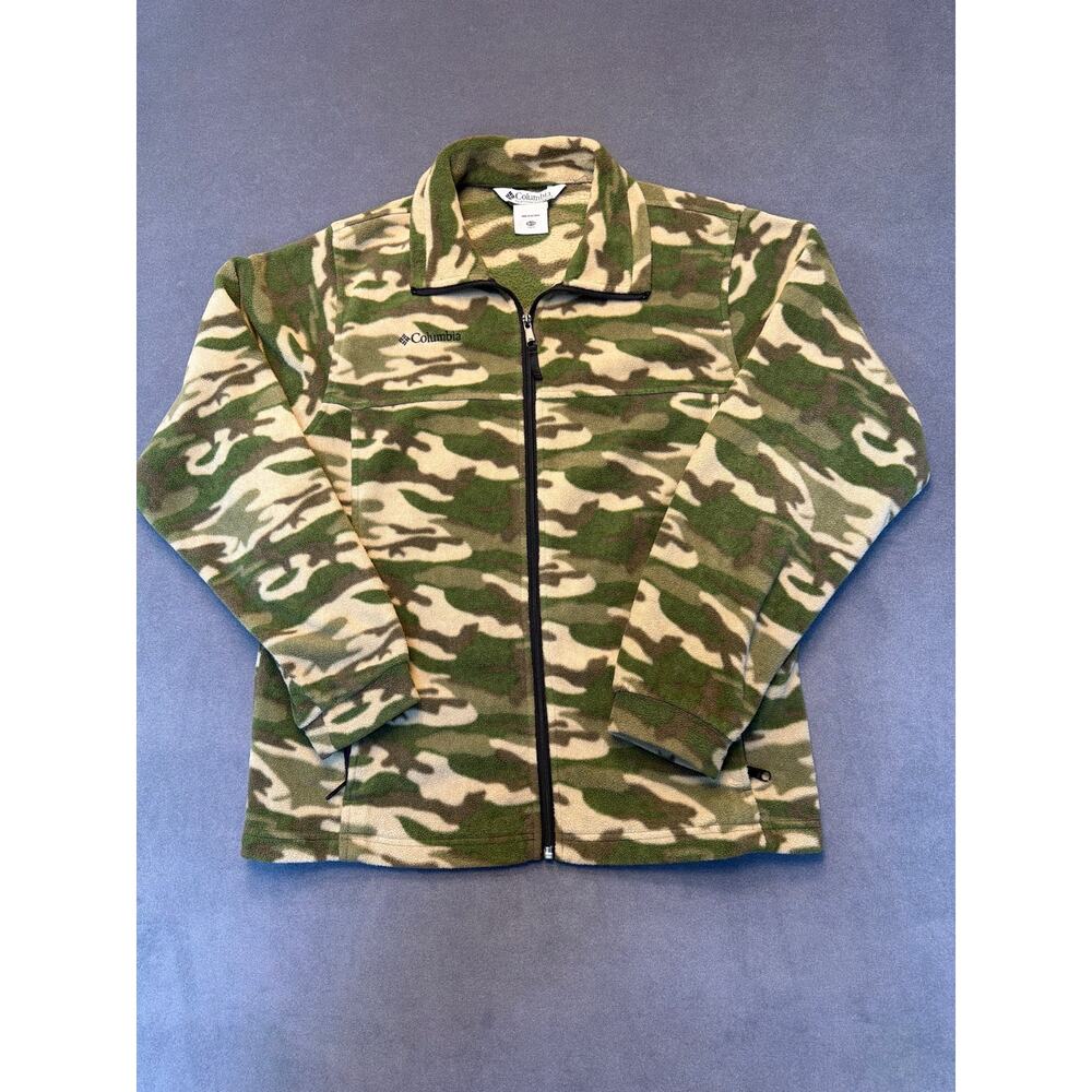 Columbia Boys Camouflage Fleece Zip Jacket Size 18/20 Outdoor Mid-Length